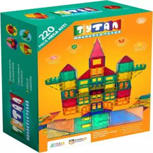 탄 타일 220피스 초대형 마그네틱 빌딩 세트 수천 개의 창작물 대형 3D 성 차량 로켓 선박 용 STEM 장난감