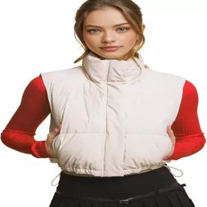 마이크로 인조 가죽 패딩 조끼