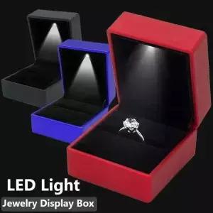 LED 조명이 있는 반지 상자 보석 다이아몬드 보관 웨딩 목걸이 케이스 정리함 선물