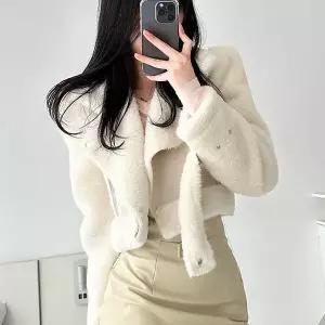 [하프클럽/옷자락]여자 겨울 아우터 베이지 블랙 스웨이드 양털 무스탕