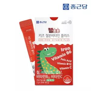 종근당 젤튼튼 키즈 철분 비타민 플러스 30포 1박스 / 성장기 어린이 철분제 비타민C 함유