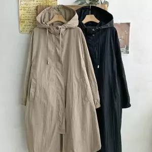 [하프클럽/옷자락]여자 롱야상 에이라인 루즈핏 바스락 봄아우터 후드점퍼