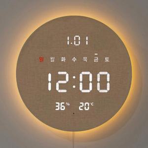 플라이토 와이파이 백라이트 터닝 플랫 온습도 원형 LED 인테리어 벽시계 신혼 결혼 입주 이사 매장 거실 벽걸이 시계 29cm