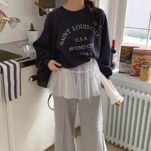 [하프클럽/옷자락]여자 러블리 망사 레이스 도트 레이어드 미니 스커트