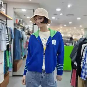 베네통/애플아울렛/백 물고기 자수 후드 배색 가디건/BAKCB4531