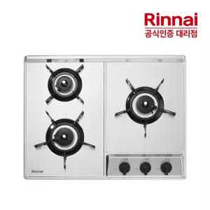 [전국설치] 린나이 고화력 3구 빌트인 가스쿡탑 INBS301DJ 실버 가스레인지 2025년형
