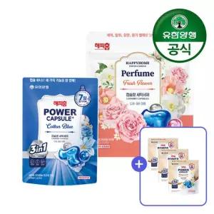 (총 113캡슐) 해피홈 파워캡슐 트리플 생화향기 72입+프로 코튼블루 32입 +(증정)캡슐 3입 3개