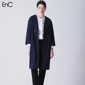 [EnC] 노카라 체크 린넨 자켓