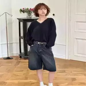 제네럴아이디어 generalideastandard 와이드 버뮤다 데님 팬츠 DARK NAVY WBE1L12504