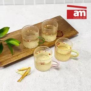 4종세트 이태리am 해머톤 글라스 물잔 120ml 내열경량 강화유리 유리컵 에스프레소잔 찻잔