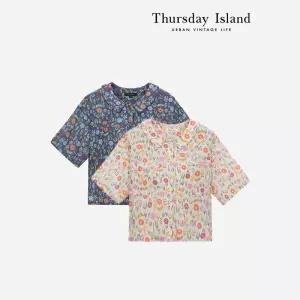 [Thursday Island] 플랫 카라 프린트 블라우스(T244MBL263W)