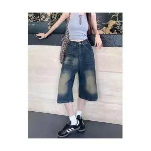 여자 팬츠 데님 여름 빈티지 반바지 청바지 일자 청반바지 와이드 5부 7부 BE2