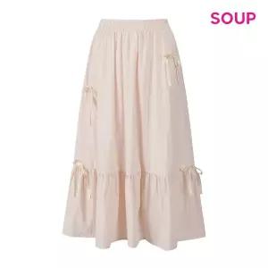 [SOUP](타임스퀘어점패션관)리본 포인트 플레어 밴딩 스커트 (S64SR17)