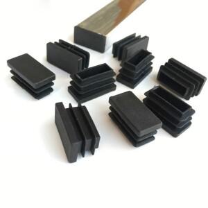 2510개 플라스틱 직사각형 검정색 캡 파이프 튜브 인서트 플러그 Bung 스틸 풋 스토펜 10x20mm, 30x100mm