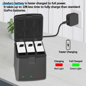 엔듀로 배터리 GoPro 히어로 12 블랙 충전기 액세서리 11 / 9 10 + 1800mAh