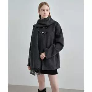 브랜드정품 몽돌 MONGDOL 울 캐시미어 핸드메이드 머플러 코트 차콜 MDCT016CHARCOAL 162470