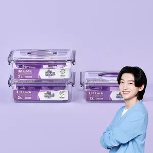 에코센스 히트락 올트라이탄 밀폐용기 대형 핸들형 직사각 2100ml  3개