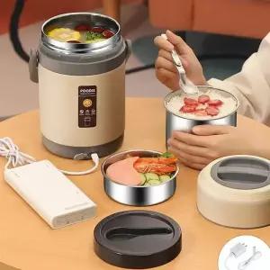 220V USB 충전식 가열 도시락 스테인리스 스틸 음식 보온 용기 일정 온도 65도 유지 C 오피스