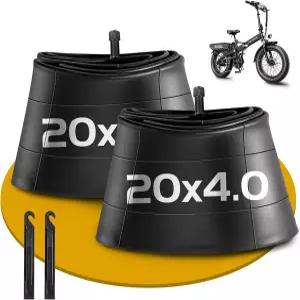 2 팩 20 x 4.0 뚱뚱한 타이어 튜브 슈레이더 밸브 펑크 방지 자전거 4 부틸 고무 내부 EBike/전기