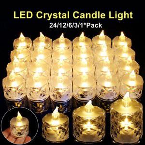 LED초 LED 크리스탈 무염 촛불 조명 램프 휴일 전자 데이트 홈 파티 크리스마스