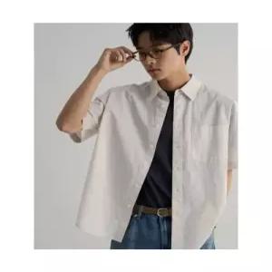 [매장정품] 8seconds 워시드 포플린 스트라이프 반소매 셔츠 베이지 53450e