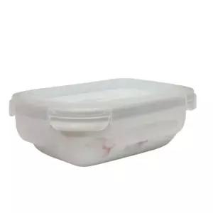 코렐 백합 도자기 뚜껑 반찬통 200ml 직사각 오븐
