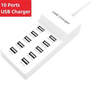 고속 10포트 5V USB 허브 AC 충전기 스트립 어댑터 휴대용 EU UK 플러그 벽면 가정 사무실 여행 다중 기기