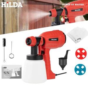 페인트분사기 HILDA 800ML 전기 스프레이 건 고전력 분무기 가정용 자동 페인트 레드