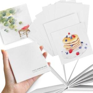 수채화 종이 스케치북, 3.9x3.9 인치 미니 혼합 미디어 노트북, 20장 140파운드 / 300gsm 찢어짐 가능한 아티스트 종이, 작은 여행 드로잉 저널, 페인팅, 수채화,