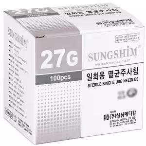 성심주사침 27Gx25mm 1박스(100개) 국산 성심메디칼 일회용 멸균주사침 주사바늘 니들 주사침 일회용주사침 일회용주사바늘