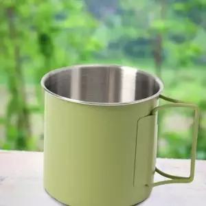 스텐 캠핑컵 카키 350ml 머그 등산용컵 맥주잔 머그컵