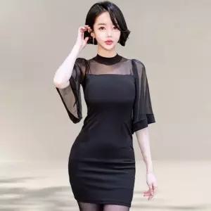 여성 하객 원피스 여름 쉬폰 정장 미니 스커트 치마 상견례원피스 (WE93E4F)