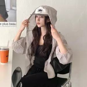 여자 데일리 루즈핏 시스루 체형커버 간절기 여름 후드 셔츠_25356388_588872