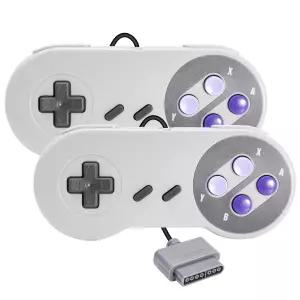 SNES 오리지널 콘솔용 레트로 유선 컨트롤러 2팩 슈퍼 엔터테인먼트 게임 시스템과 호환되는 키위타타 원격