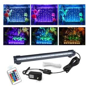 잭슈퍼 수족관 에어 버블 라이트, 16가지 색상과 4가지 모드의 RGB LED 어항 조명, 리모컨, 거북이 수조용 IP68 잠수식 램프, 베타, 새우