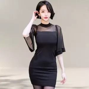 여성 하객 원피스 여름 쉬폰 정장 미니 스커트 치마 상견례원피스 (WE93E4F)