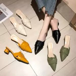 여자 봄가을 코디 슈즈 러블리 스타일 미들힐 블로퍼 여성화쇼핑몰 (W99681D)