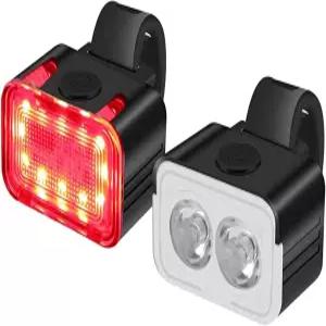 Vortex L6 타입 C USB 알루미늄 충전식 자전거 조명 세트 - 300루멘 초밝은 전면 및 후면 LED 테일라이트