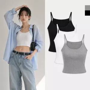 [신세계라이브쇼핑][옷자락] 여자 데일리 슬림핏 골지 크롭 브라탑 나시티