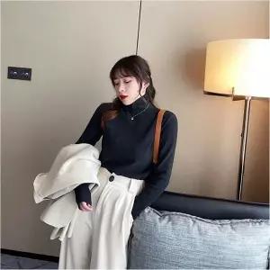 [하프클럽/]여성 데일리 슬림핏 겨울 폴라넥 니트 티셔츠