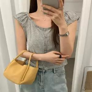 3컬러 스퀘어넥 여리핏 여름 데이트룩 프릴 나시티