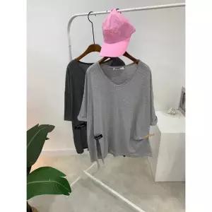 (77가능)투데이 스트라이프 레터링 패치 트임 7부 티셔츠 2color