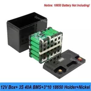 12V 30Ah35Ah 오토바이 18650 배터리 홀더 보관함 플라스틱 케이스 3S 40A BMS 니켈 스트립 캠핑 용