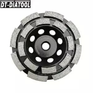 DTDIATOOL 1pc M14 스레드 직경 100mm/4 인치 다이아몬드 더블 행 컵 그라인딩 휠 콘크리트 벽돌 하드 스톤