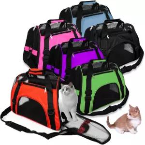 UCEHIPAW 6개 고양이 캐리어 16.9 x 9.6 8.3 인치 휴대용 소프트 사이드 애완동물 가방 6.6파운드 이하의