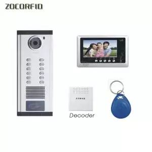 7인치 아파트 인터콤 시스템 RFID 해제 건물 홈 비디오 도어폰 벨 키트