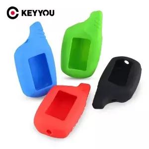 KEYYOU 실리콘 자동차 케이스 커버 스타라인 B9 B91 B6 B61 A91 A61 V7 원격 키 체인 LCD 바디 양방향 알람