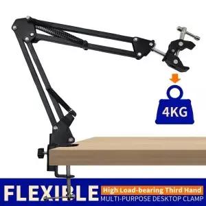 360 ° 회전식 히팅건 홀더 ？ 4kg 하중 PCB 납땜 스탠드 조절 가능한 데스크탑 클립