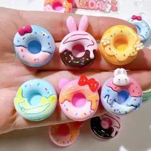 6pcs 미니 도넛 모양의 냉장고 다채로운 데칼 화이트 보드 귀여운 스티커 주방 장식