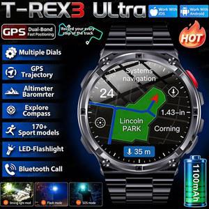 빔시계 2026 TREX3 PRO 1100MAH 배터리 스마트 경로 스포츠 방수 나침반 시계 트래커 야외 런 스마트워치 GPS 5ATM 군용